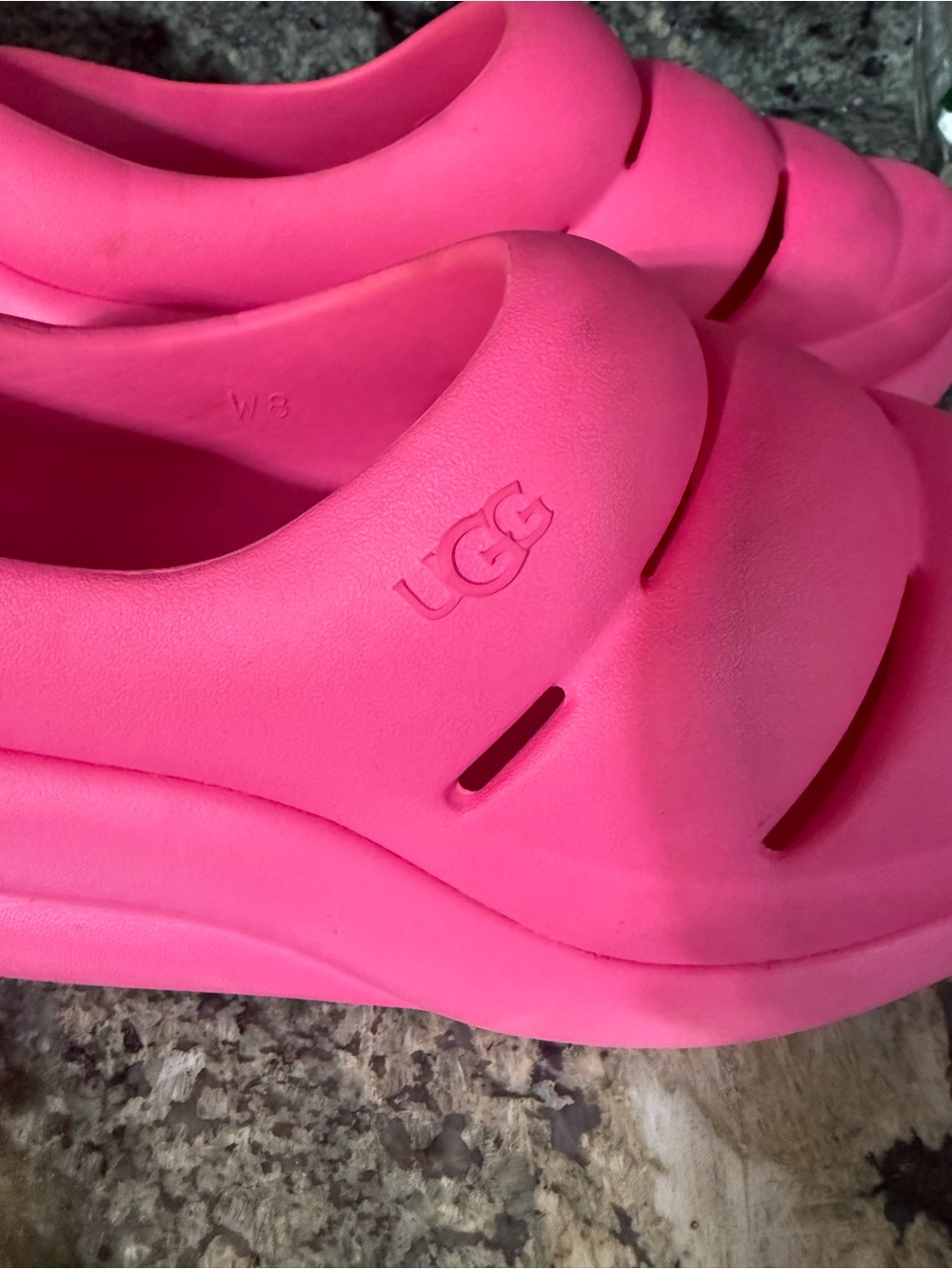 UGG Neon Pink Foam Clog Slides